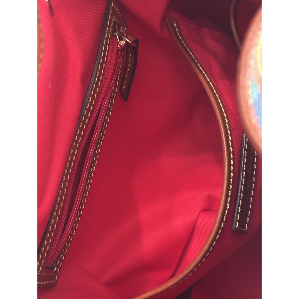 Dooney & Bourke Plaid Bucket Drawstring Shoulder Bag Red Green Tassel Logo - Picture 15 of 16
